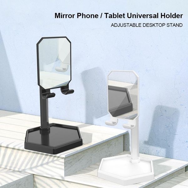 

deskphone stand tablet universal webcast bracket with mirror for live support makeup adjustable portable desk stands cell mounts & holde