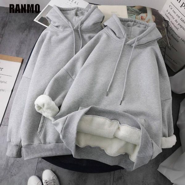 

hoodies women winter thick warm plus velvet oversized pullovers sweatshirts hoody harajuku korean style casual female women's &, Black