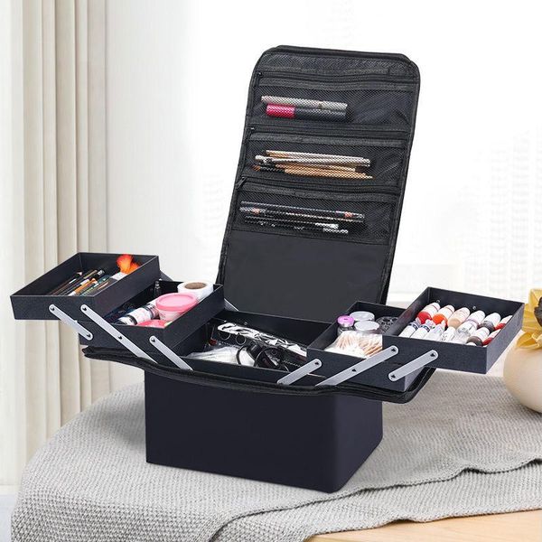 

purple cosmetic bag oxford cloth large capacity multi-layered travel portable tattoo makeup case bags & cases