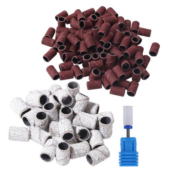 

nail drill & accessories 201pcs professional sanding sleeve polishing band polish remover tool with a ceramic grinding