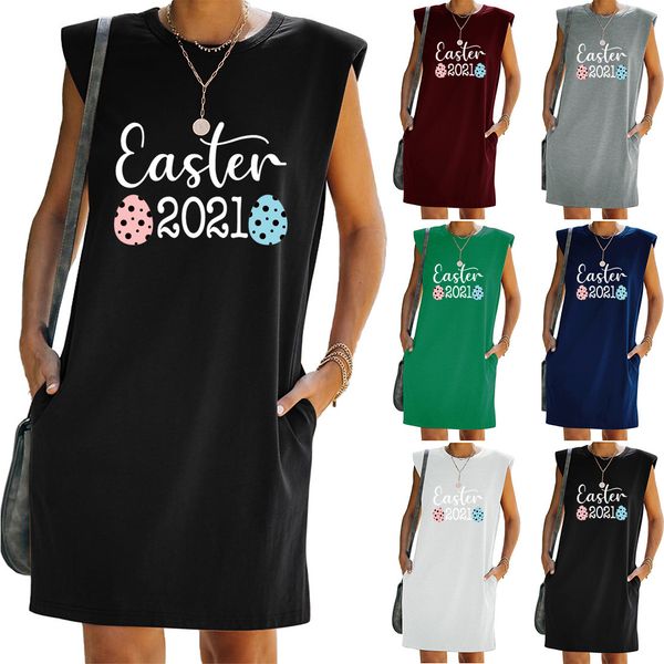

fashion dress 2021 summer street personalized printed sleeveless, White;black