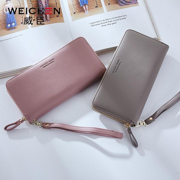 

wallets and winter style women's wallet simple fashion long zipper mobile phone bag clutch, Red;black