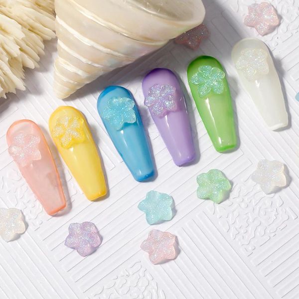 

nail art decorations 10 pcs resin simulation starfish candy color five-pointed star fashion manicure press on nails 3d accessories for salon, Silver;gold