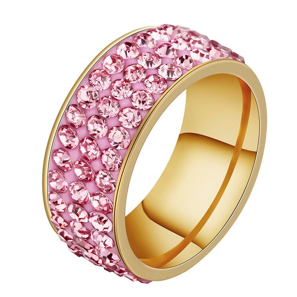 

titanium steel jewelry mud color zircon ring three rows full of rings, Silver