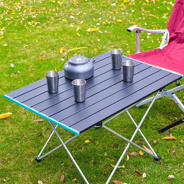 

camp furniture aluminum folding camping table with carrying bag indoor outdoor portable picnic, bbq, beach, hiking, travel, fishing desk