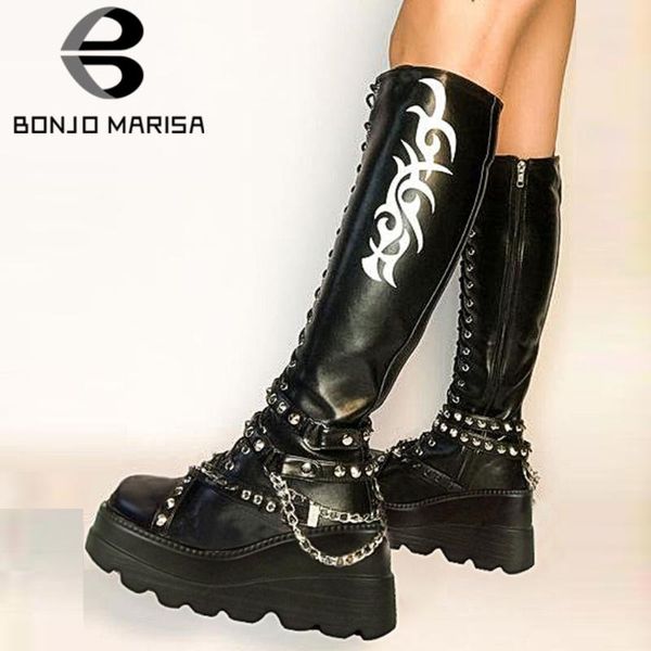 

boots brand platform flame zipper gothic wedges women's cool street punk chunky black rivet rock motorcycle autumn shoes woman