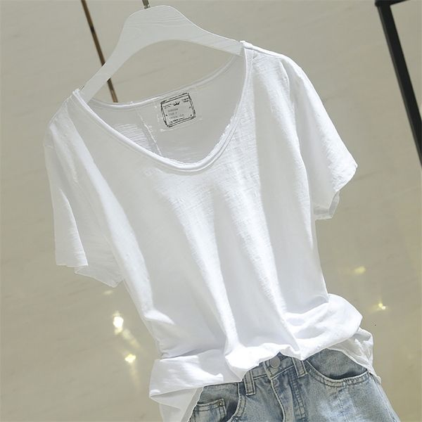 

women's t-shirt fashion patchwork short sleeve cotton t shirt woman loose baggy o-neck white s-xl summer clothes for women ff