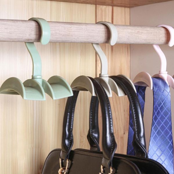 

bag storage rack 360 degree rotatable wardrobe hanger hook tie belt kitchen & organization