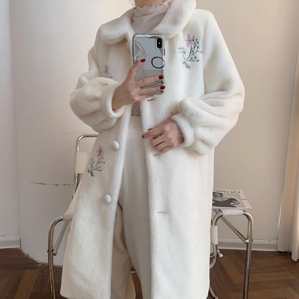 

women's wool & blends autumn long cardigans female pockets loose plus size coats women sweater thick winter casual jacket y285, Black
