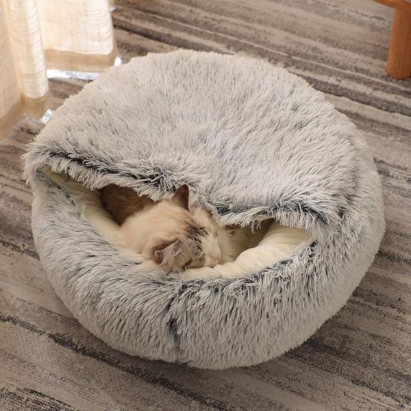 

cat beds & furniture style bed round plush warm house long nest pet sleeping cave cushion