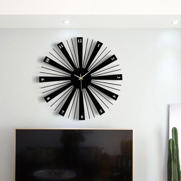 

wall clocks metal modern wooden clock design living room big art large decorative mute black