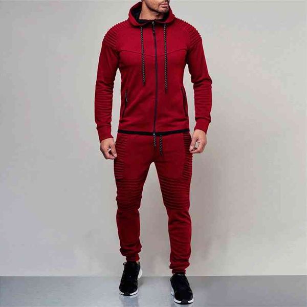 

2 pieces autumn running tracksuit men sweatshirt sports set gym clothes men sport suit training suit sport wear outdoor 210916, Gray