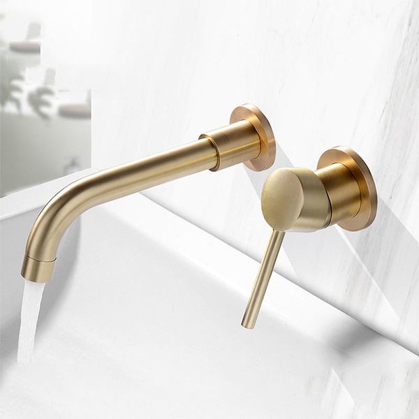 

copper hidden wall mount mixer tap bathroom basin faucet sink swivel spout single handle concealed faucets