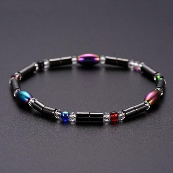 

anklets bohemian black gallstone colorful round beads beaded anklet, Red;blue