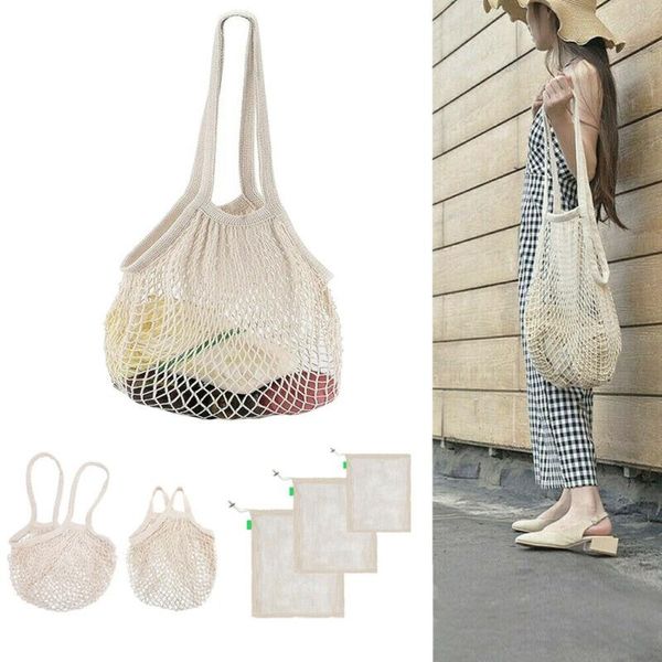 

fashion reusable shopping string storage mesh bag grocery handbag fishnet woven net tote bags