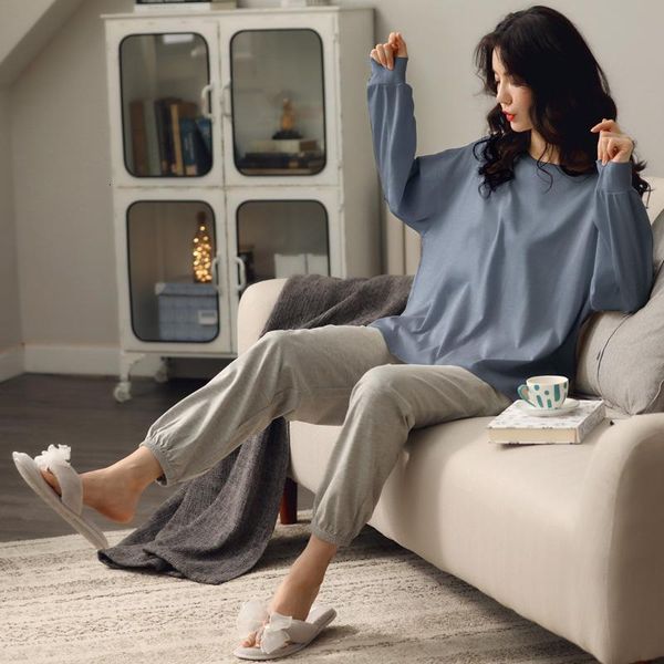

sleepwear home wear long sleeve autumn winter pajamas sets women solid 100 %cotton sleepwear lounge indoor clothing plus size, Black;red