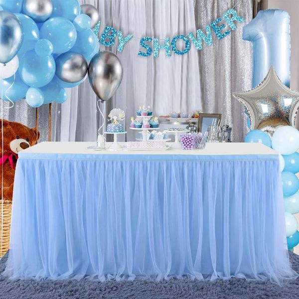 

table skirt mesh pleated skirtfor home wedding party decoration