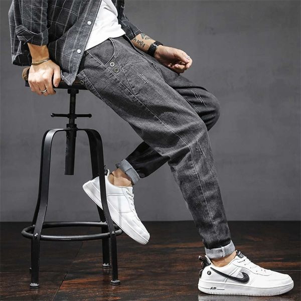

men's jeans slim legged pants versatile casual loose fashion youth harem 3c23, Blue