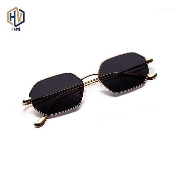 

sunglasses metal square male female small box hexagon ocean transparent color iens glasses silica gel nose pads, White;black