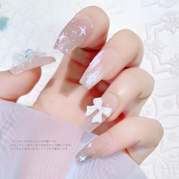 

nail art decorations 30pcs/lot resin 3d carving bowknot polishing jewelry diy shiny butterfly flower shape design girl heart diamond ornamen, Silver;gold