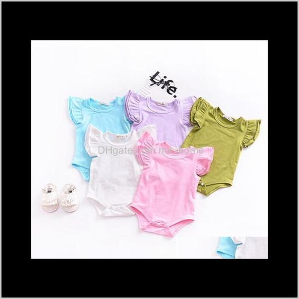 Tute-pagliaccetti Baby Maternità Drop Delivery 2021 Bambini 8 colori Arrampicata Abbigliamento Babe Volare Manica Solido Pagliaccetti in cotone infantile Ragazzo Baby Gi