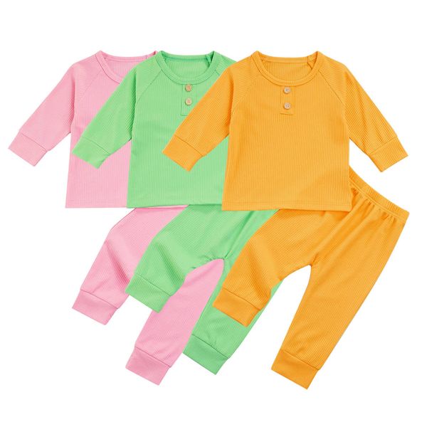 2 pcs Unisex Baby Tracksuit Bear Imprimir Grupo de Manga Longa Suéter + Calças de Jeans Casual para Criança Meninos Girls G1023