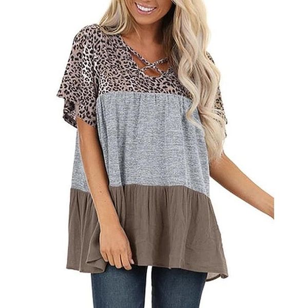 

blouses women clothing casual leopard print short sleeve streetwear shirts for female blouse women's &, White