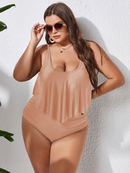 

plus solid hanky hem shorts bikini swimsuit n0q7#, Black