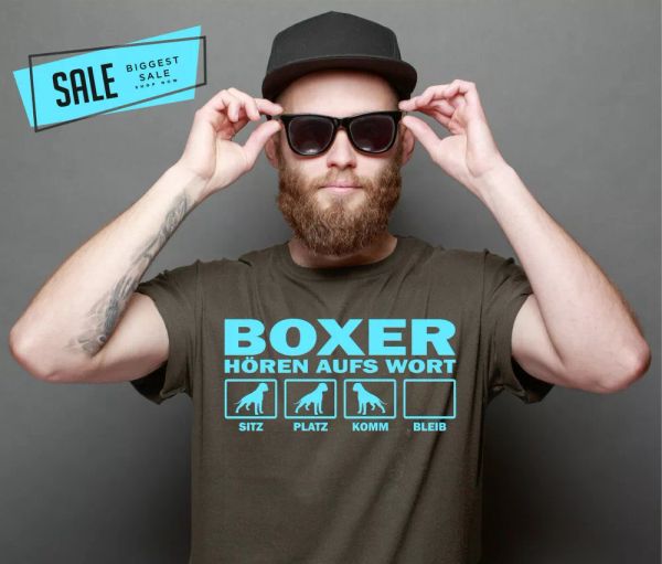 

SALE deustcher Boxer Hear Word Dog Motif Dog Shirt Unisex T-Shirt Dark Grey XL, Mainly pictures