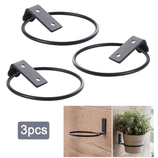 

3pcs universal flower pot holder ring wall planter hook iron black collapsible bracket metal for garden balcony planters & pots