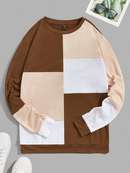 

men colorblock pullover s6yd#, Black