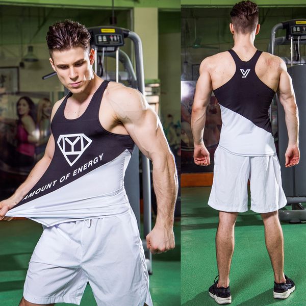 

men' tank breathable fitness vest sports running basketball uniform stretch tight fast-drying clothes letter printed 4009 pv, White;black