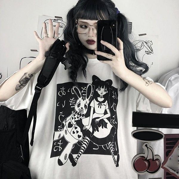 

ovesized t-shirt printed summer japanese tshirt cool party high street students t shirt graphic shirts polyester spring men's t-shirts, White;black