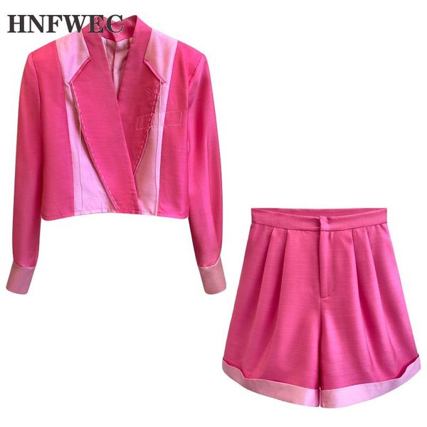 

women's tracksuits women set blazer pants sets color matching vintage short coats high waist 2 piece p913, Gray