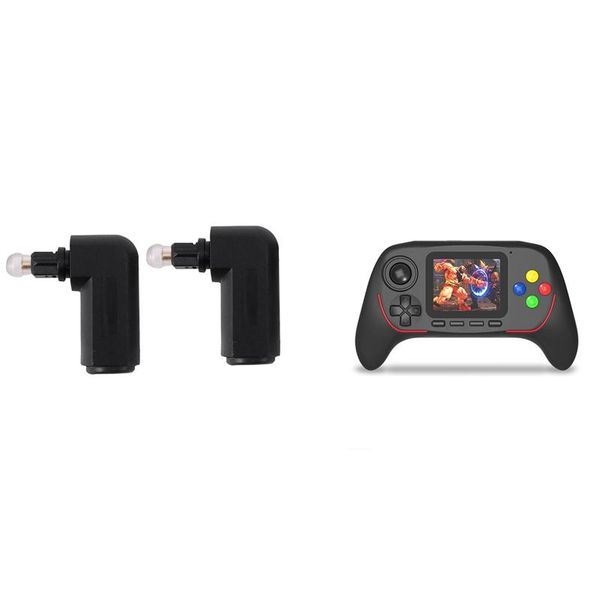 

mini male optical audio connector adapter & childhood classic game handheld console black portable players