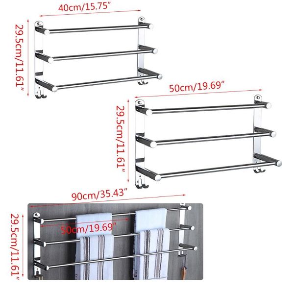 

stretchable stainless steel towel bar 3-tier flexable wall mount bathroom rack 25ua racks