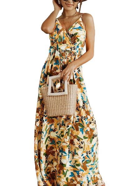 

women's swimwear women v-neck slip dress, printed pattern sleeveless off-the-shoulder, White;black