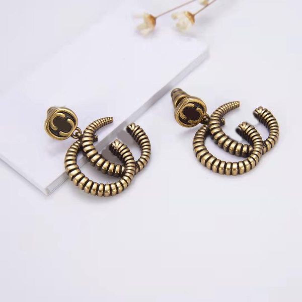 

2021 new retro old metal thread charm earrings aretes orecchini ladies fashion jewelry, Golden