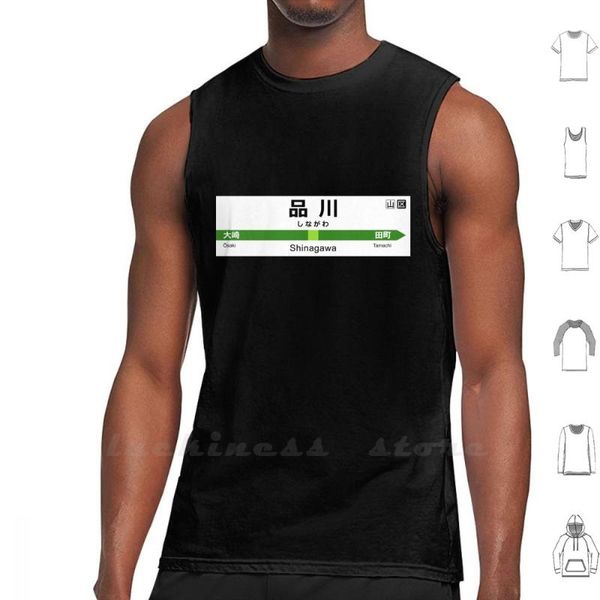 

men' tank yamanote line - shinagawa cotton vest sleeveless station japan rail train japanese tokyo, White;black