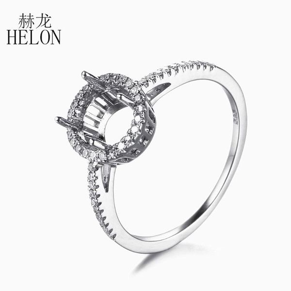

cluster rings helon 6.5mm round solid 10k white gold pave si/h natural diamonds engagement wedding semi mount ring setting women fine jewelr, Golden;silver
