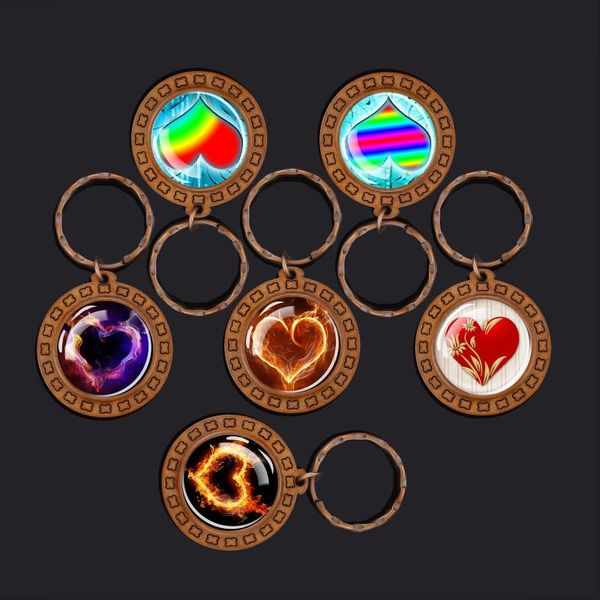

keychains espoc wooden keychain anime heart keyrings handmade llavero for women bag chain men car jewelry drop, Silver
