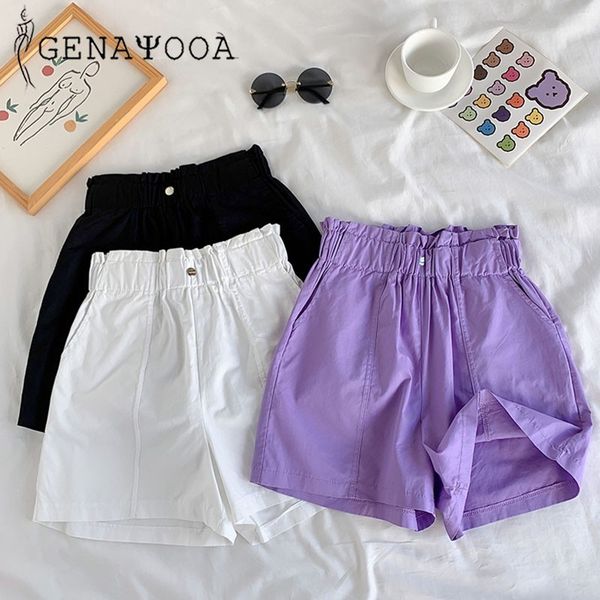 

genayooa casual high shorts women fitness elastic waist summer korean short feminino ladies fashion arrival 210417, White;black
