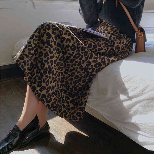 

skirts hzirip spring autumn high waist vintage leopard maxi skirt female ol elegant fashion all-match long womens ddrs, Black