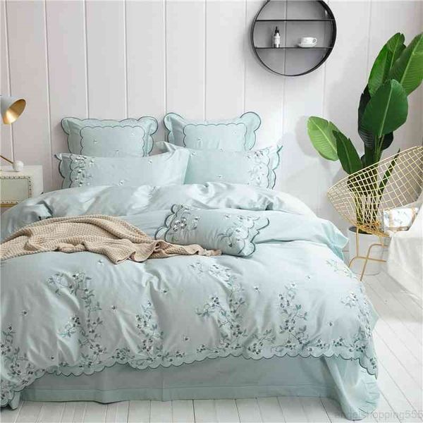 

egyptian cotton princess style luxury  king size duvets cover bedding sets sheet embroidery bed set