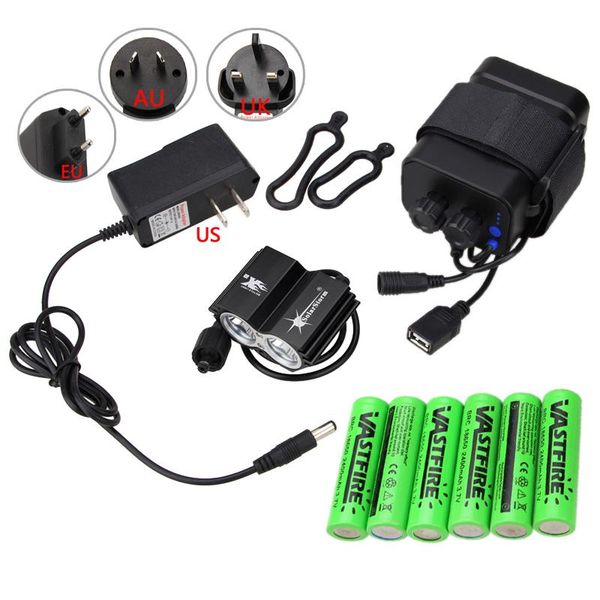 

bike light 2xm-l u2 led front handlebar bicycle lamp with waterproof battery case+battery pack+charger lights