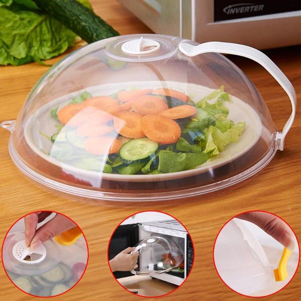 

kitchen storage & organization clear pp microwave cover, 10.4" heat insulation cover with a detachable handle rotatable air hole