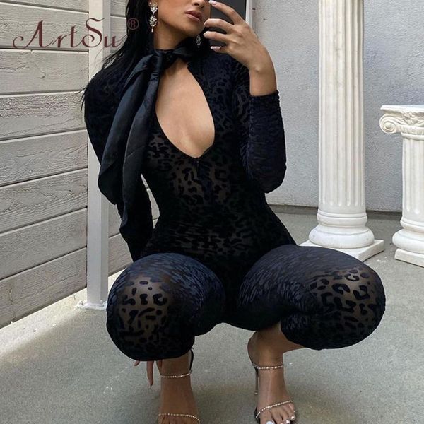 

women's jumpsuits & rompers black pink long sleeve veet leopard print zipper jumpsuit autumn winter women fashion ny mesh out, Black;white