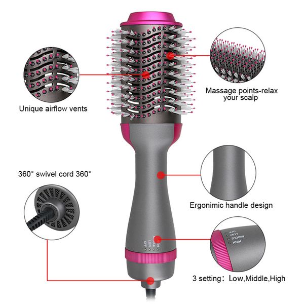 Spazzola ad aria calda che raddrizza il pettine arricciacapelli Capelli One Step Dryer e Styler Styling Tool