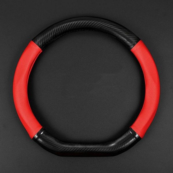 

steering wheel covers for 2021 xpeng p7 genuine leather cover carbon fiber grip hands-anti-skid car accessories