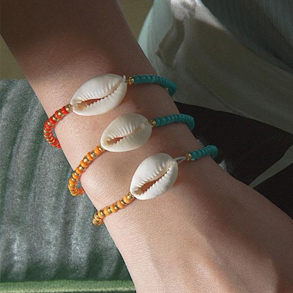 

tennis diezi one set ethnic arrival shell charm bracelets for women girls gift fashion acrylic beads beaded bangles, Golden;silver